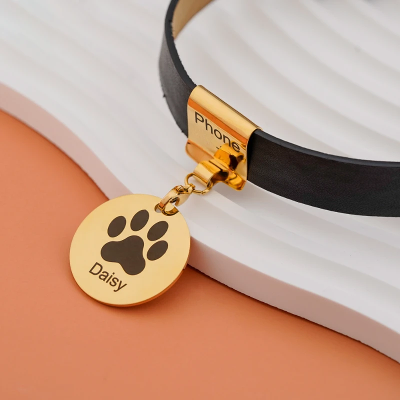 

lettering collar pet anti-loss personalized stainless steel round pet