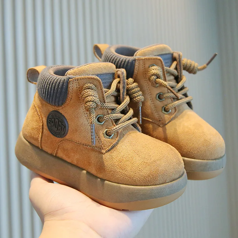 Fashion Boy Girl Short Boots Non-Slip British Style Boots Children's Side Zipper Design Single Boots Leather Boots Anti-skid