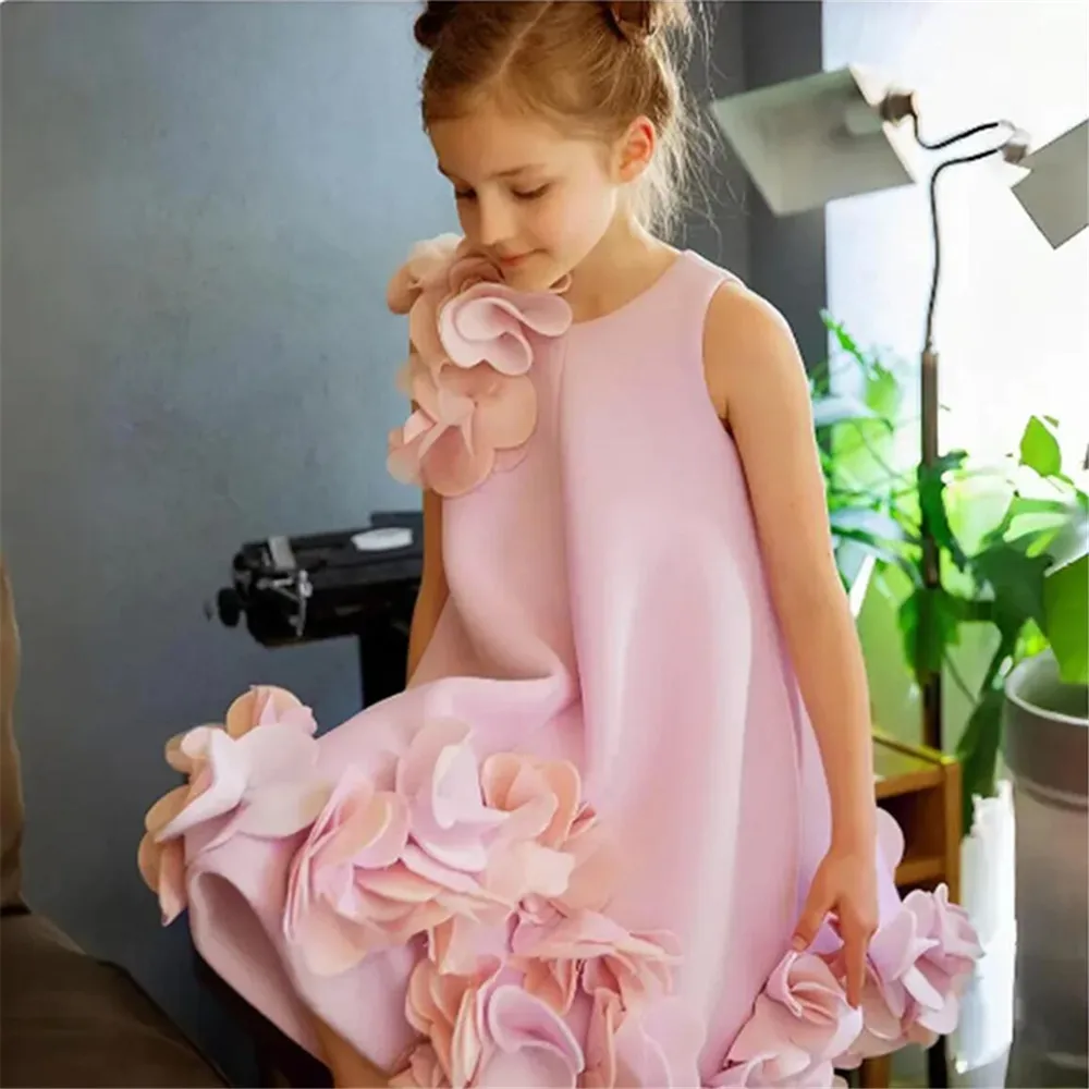 Nuovo vestito da ragazza di fiore bianco elegante ballo battesimale vestiti per bambini per matrimoni, compleanni, feste, abiti su misura