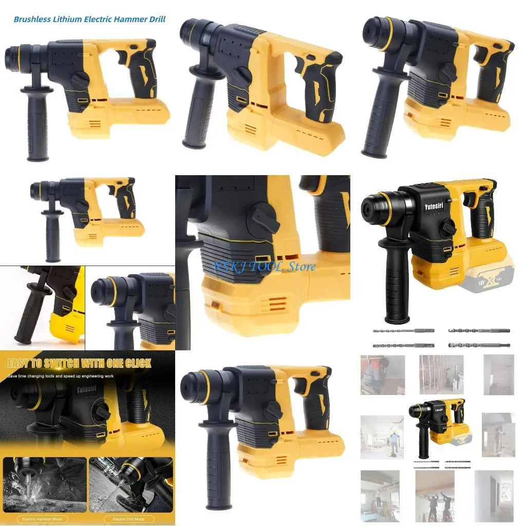 

L8RC Cordless 1400rpm Electric Rotarys Hammer Rechargeable Electric Hammer Drill for 20V Battery Brushlesses Cordless