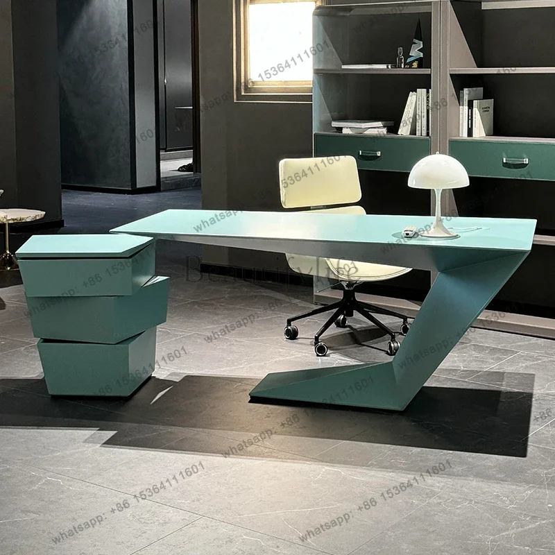 

yj5 Modern solid wood desk simple light luxury model room writing desk president office computer desk