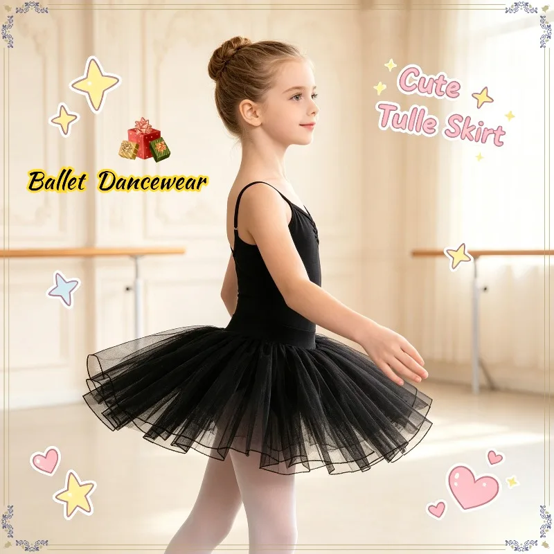 

Girls 4 Layers Tulle Tutu Skirt Kids Ballet Half Skirt Fluffy Mesh Short Skirt Princess Party Performance Dress Casual Wear