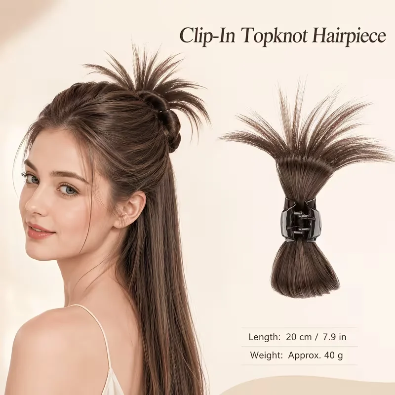 Claw Clip Top Knot Hairpiece, 1pc Chemical Fiber Spiky Flying Hair Bun Clip, Y2K Style Shark Clip Hair Additions for Women Daily