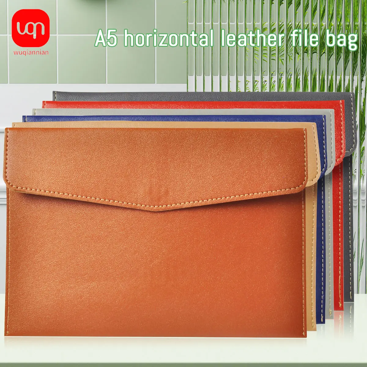 

WQN-1PC Leather PU Document Bag Abrasion Resistant Large Capacity Waterproof for Office and School Storage Document Supplies