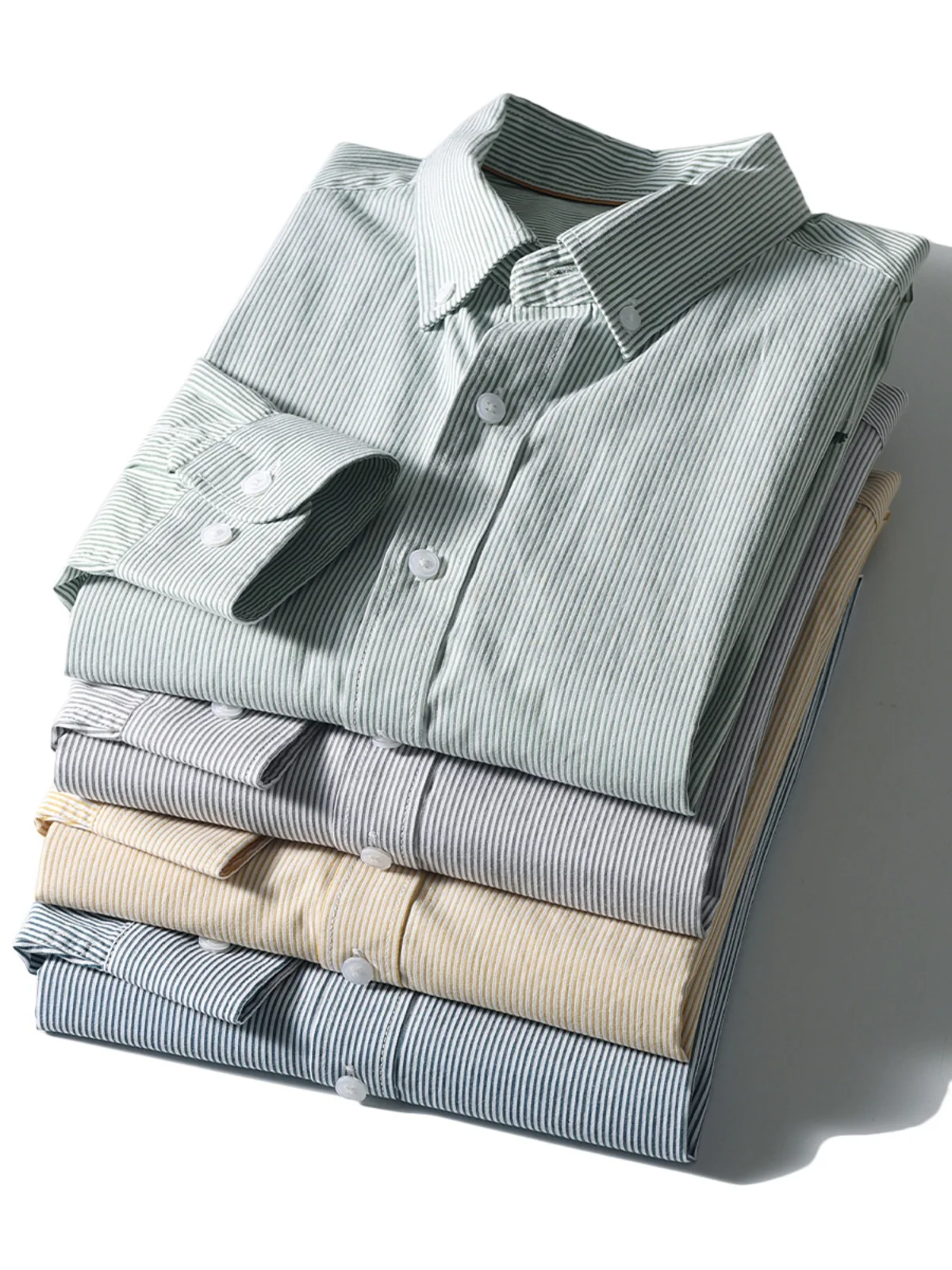 ウェイド 肌に優しい純綿 メンズ 春 カジュアル ロングスリーブ ストライプ柄 通気性 通勤 スタンドフィット デイリーウェア