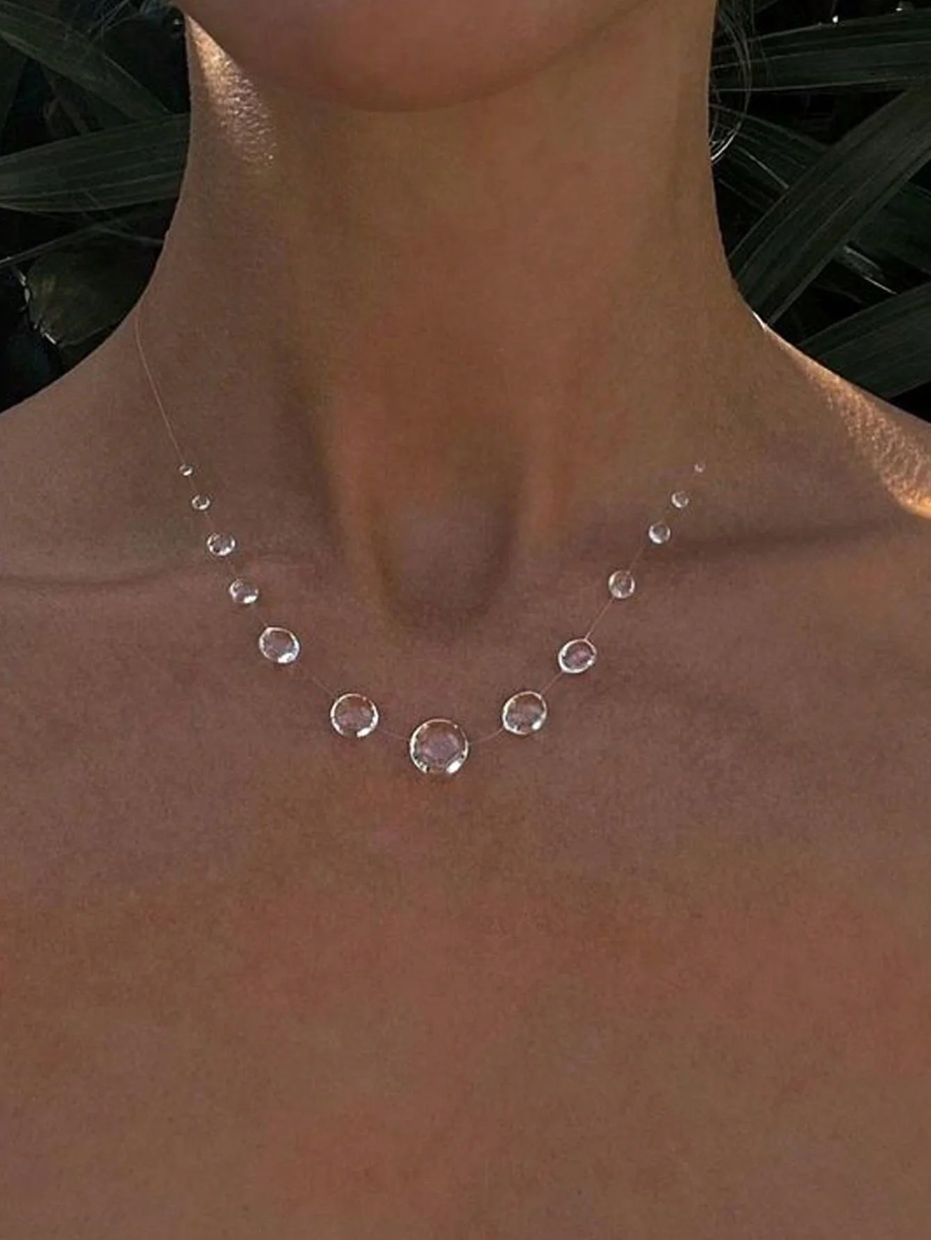 Clear Dewdrop Tassel Series Necklace Minimalist Drip Glue Beads Clavicle Chain Women Holiday Niche Trendy Jewelry - view 2