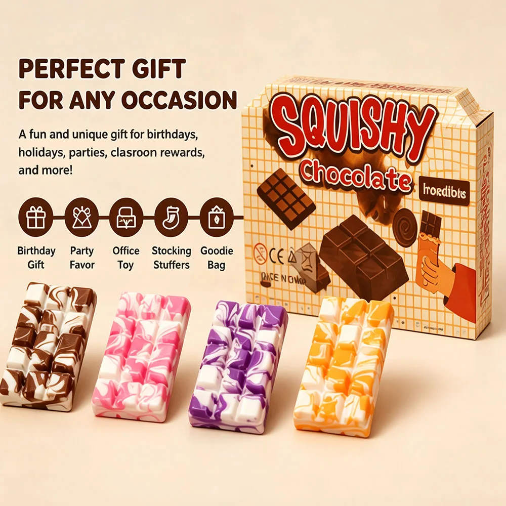 Cozy Sweet Room Decor Realistic Swirl Chocolate Bar Squishy Slow Rising Tacky Tactile Squeeze Gadget Fun Novelty Party Favors