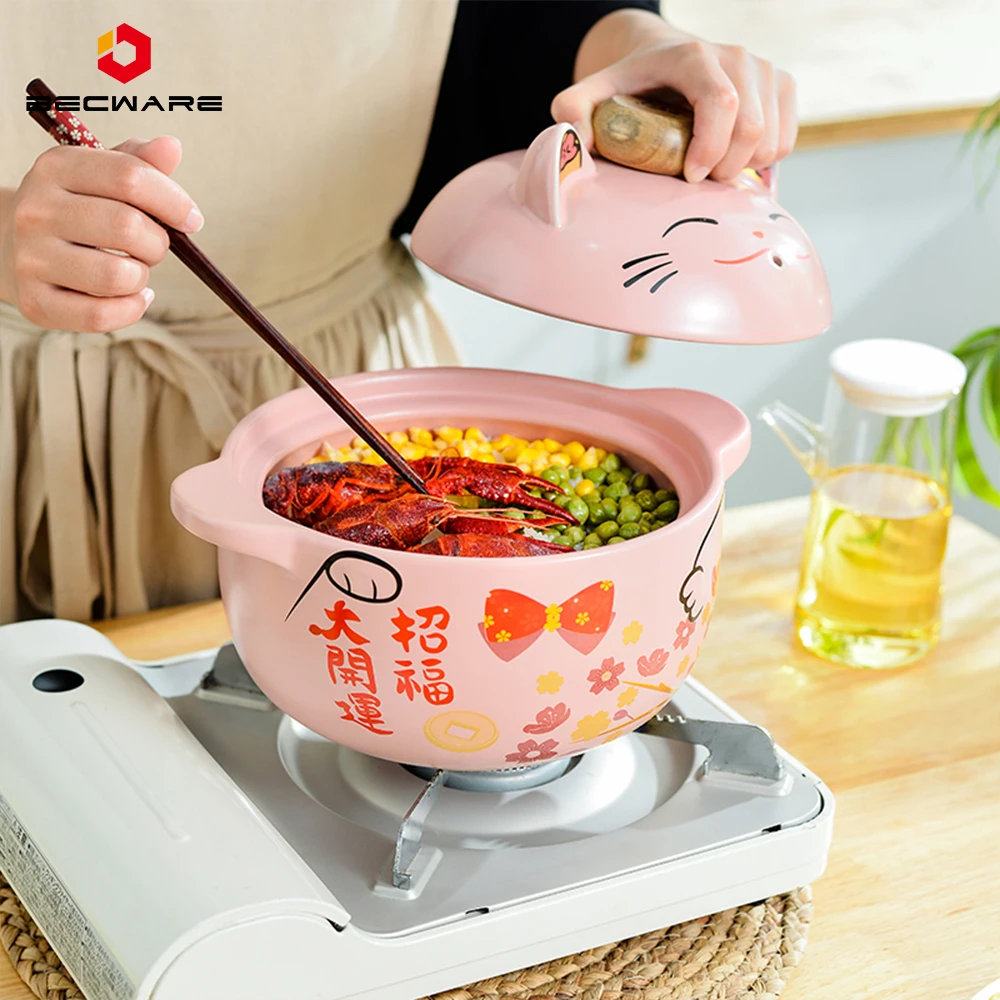 Zhaocai Cat Home Gas Open Fire High Temperature Resistant Instant Noodle Sand Pot Stew Pot Sand Pot Soup Stew Soup