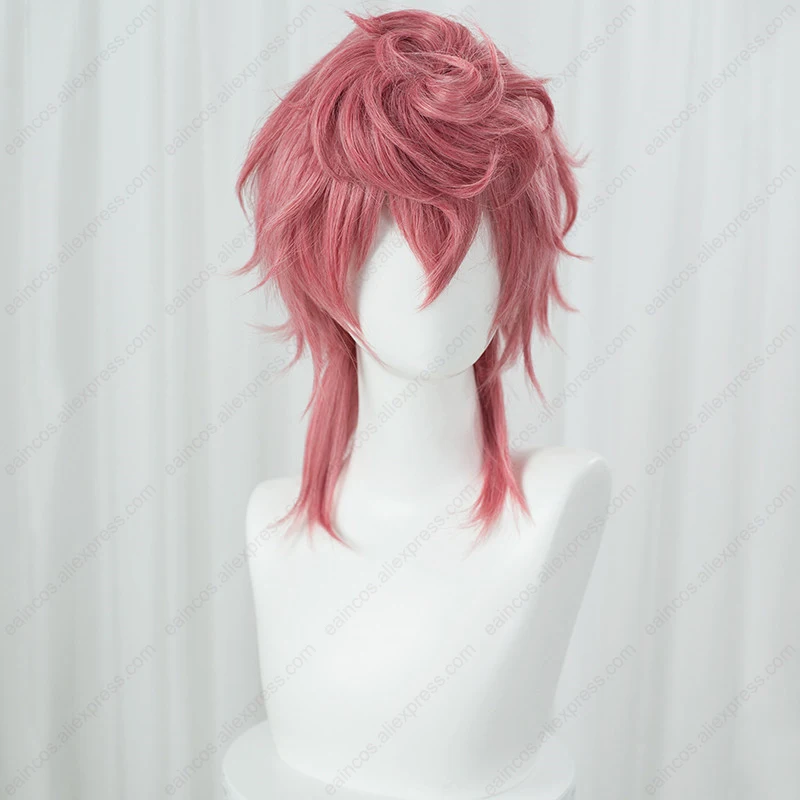 Trish Una Cosplay Wig 40cm Long Dark Pink Mixed Color Wigs Heat Resistant Synthetic Hair