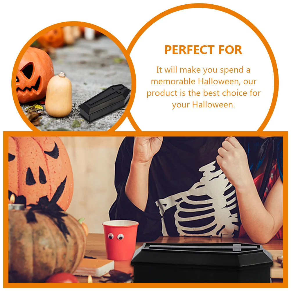 

15pcs Halloween Coffin Box Models Funny Prank Props Party Decorations Treat Candy Storage Boxes Black Miniature Plastic Coffin