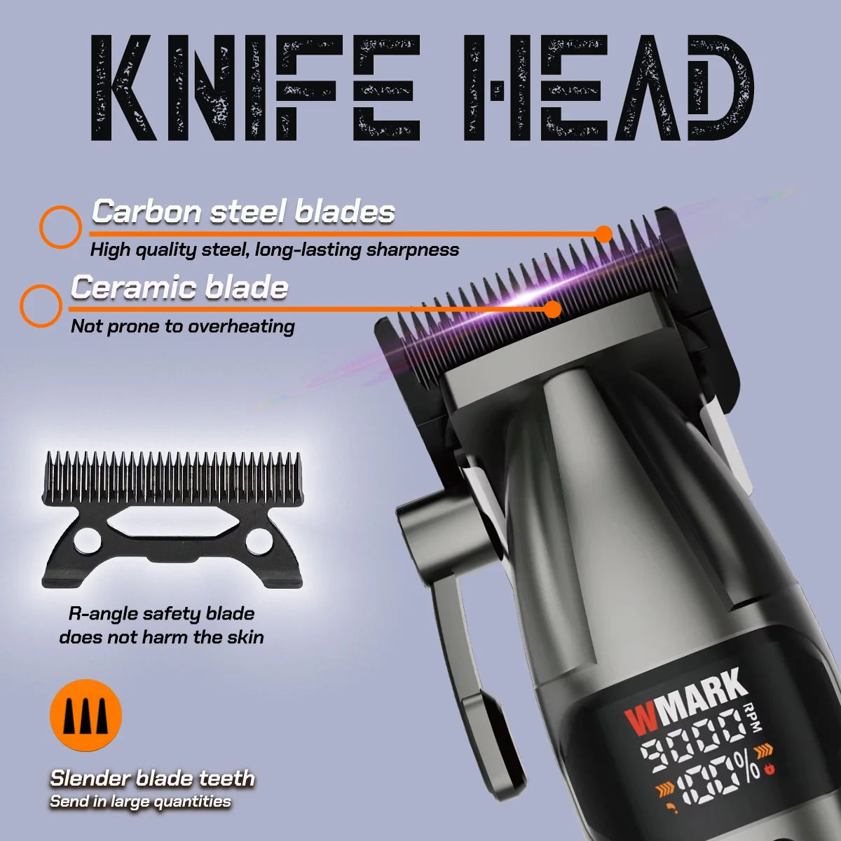 Professional Electric Hair Clipper Set WMARK 8008-617-609 Hair Trimmer 9000RPM with Base DLC Blade Barbershop for Man Machine
