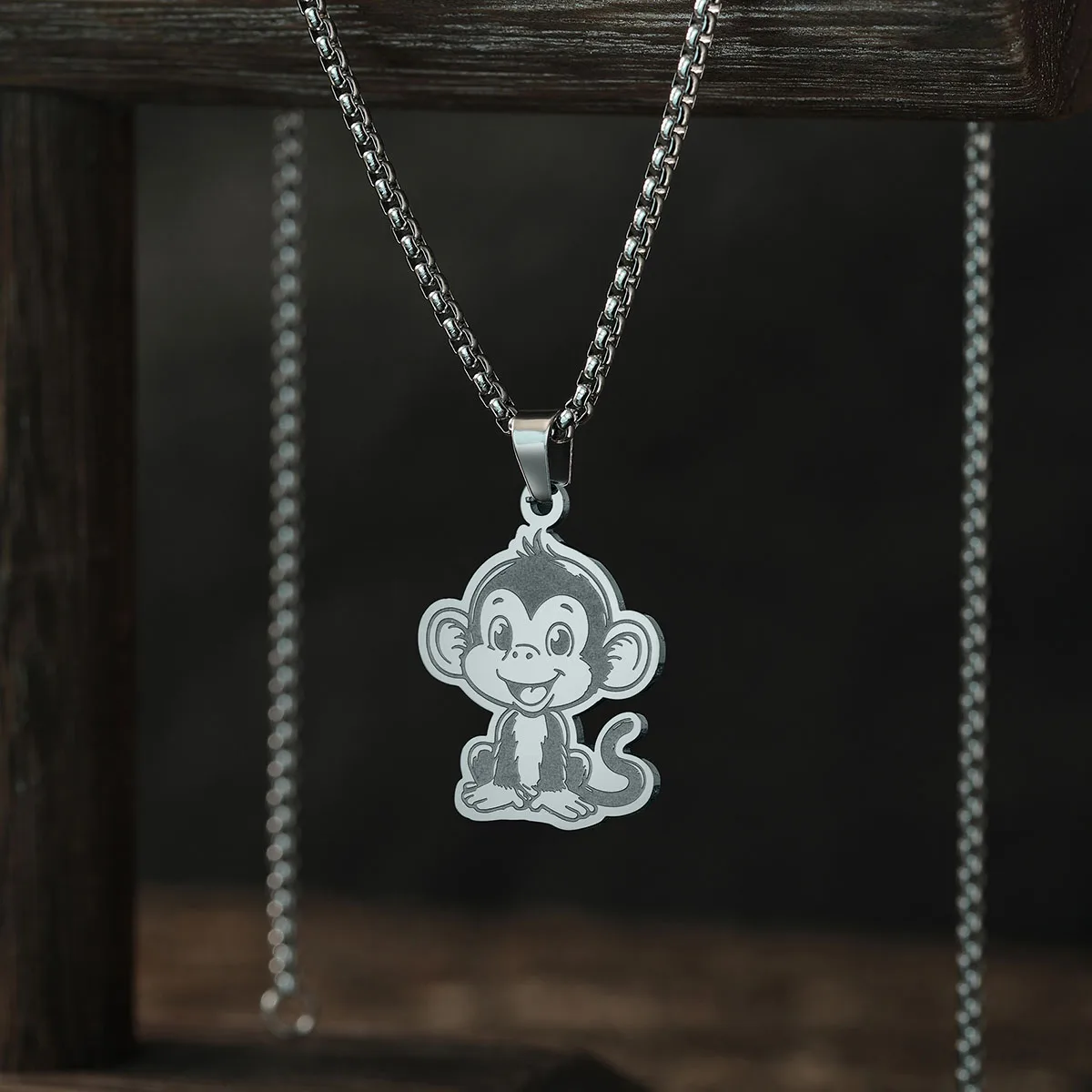 CHENGXUN Little Monkey Pendant Necklace for Women Men Jewelry Accessories Cute Neck Chain Necklace Birthday Gifts