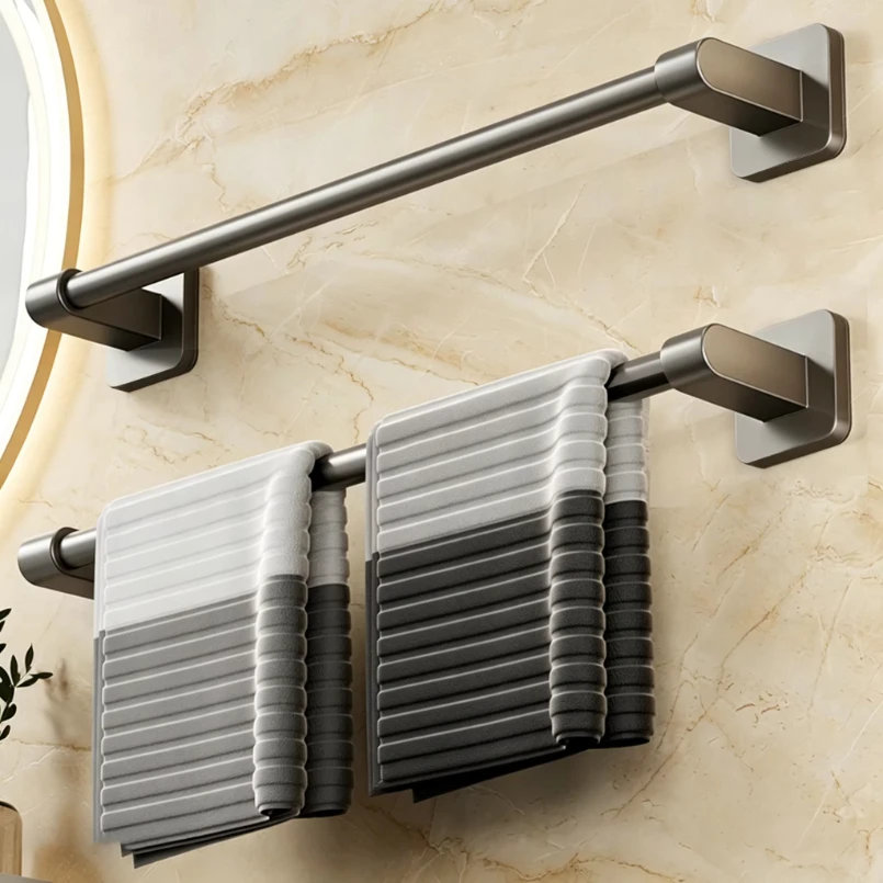 Bathroom Towel Holde Without Drilling Bathroom Black Towel Rack Towel Bar Self-Adhesive Bathroom Towel Rack Towel Rail