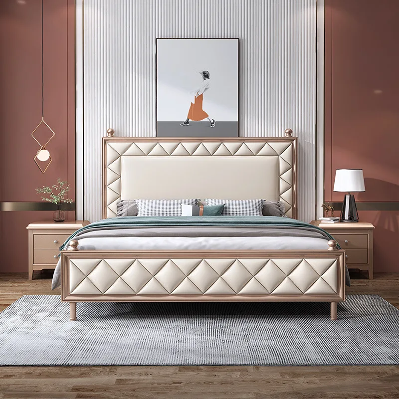 American-style Light Luxury Solid Wood Double Bed Frame 1.8m Disassembly for Master Bedroom Wedding Modern Minimalist