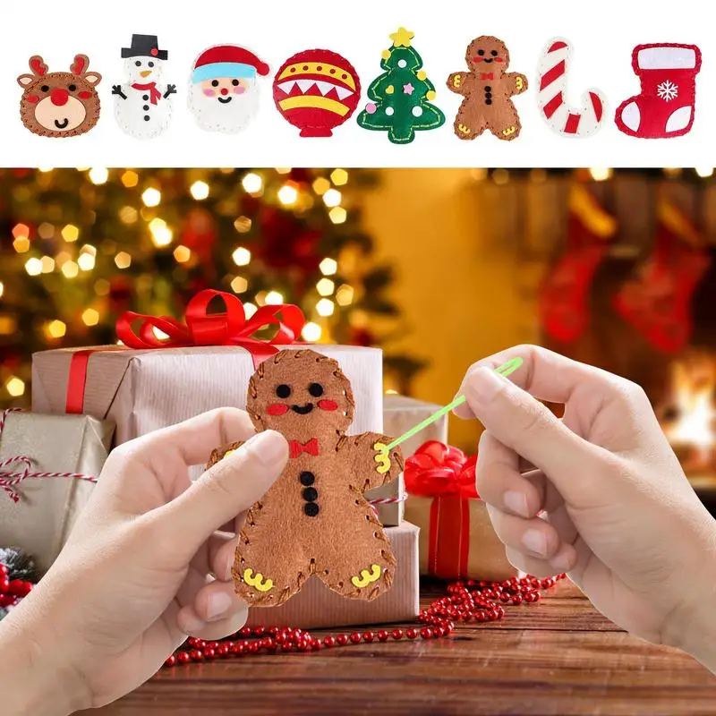 Juguetes de costura para niños, juguetes de habilidades hechos a mano de Navidad, Kits de costura, juguetes artesanales rellenos, juguetes educativos de Motor fino de fieltro para