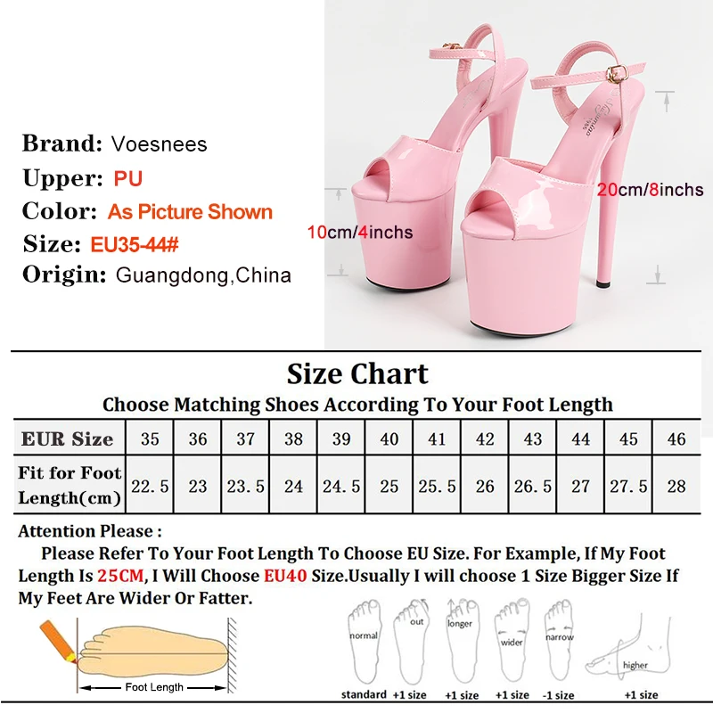 New Pink Sexy 20CM High Heels Women Sandals Stripper Heels Strip Pole Dance Shoes New Peep Toe Party Models Stage Show Shoes