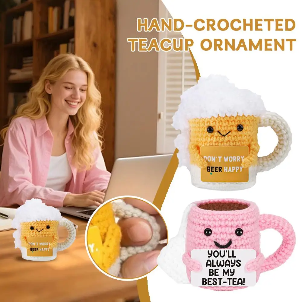 Knitted Ornament Funny Unique Coffee Doll Handmade Mini Office Decor Christmas Present Trending
