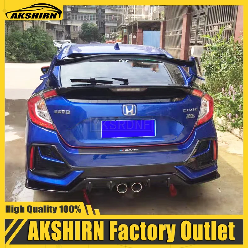 High Quality ABS Plastic Unpainted Color Type-R Style Tail Wing Rear Trunk Spoiler For Honda Civic Hatchback 2017 2018 2019 2020