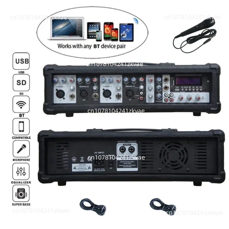 

Professional Audio Subwoofer, Speaker System, Sets, 4 Channel Powered Mixer Sound Box, 1200W, 2X15"