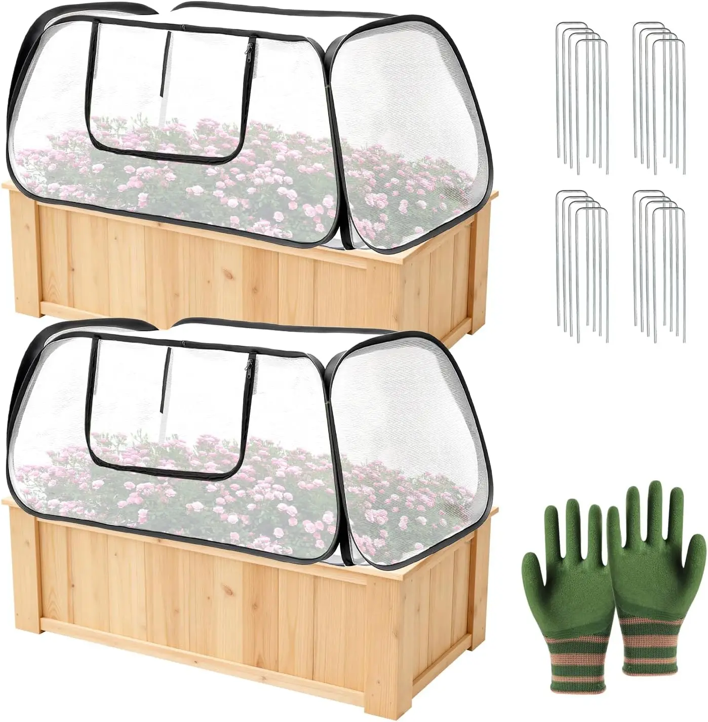 

2 шт. зимних укрытий для растений, складное укрытие для приподнятой грядки 44"x21"x18" для защиты от заморозков и снега – укрытие для теплицы