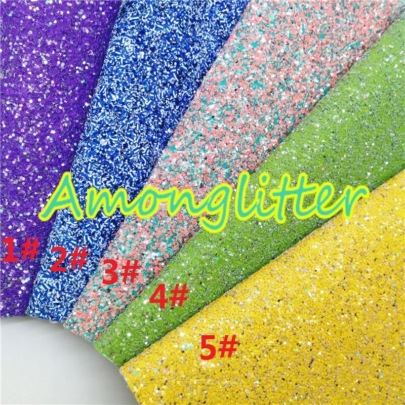 Amonglitter Blue Chunky Glitter Leather Glitter Fabric with Twill Backing, Glitter Sheet for DIY Bows Bags 21x29cm A4 size MB006