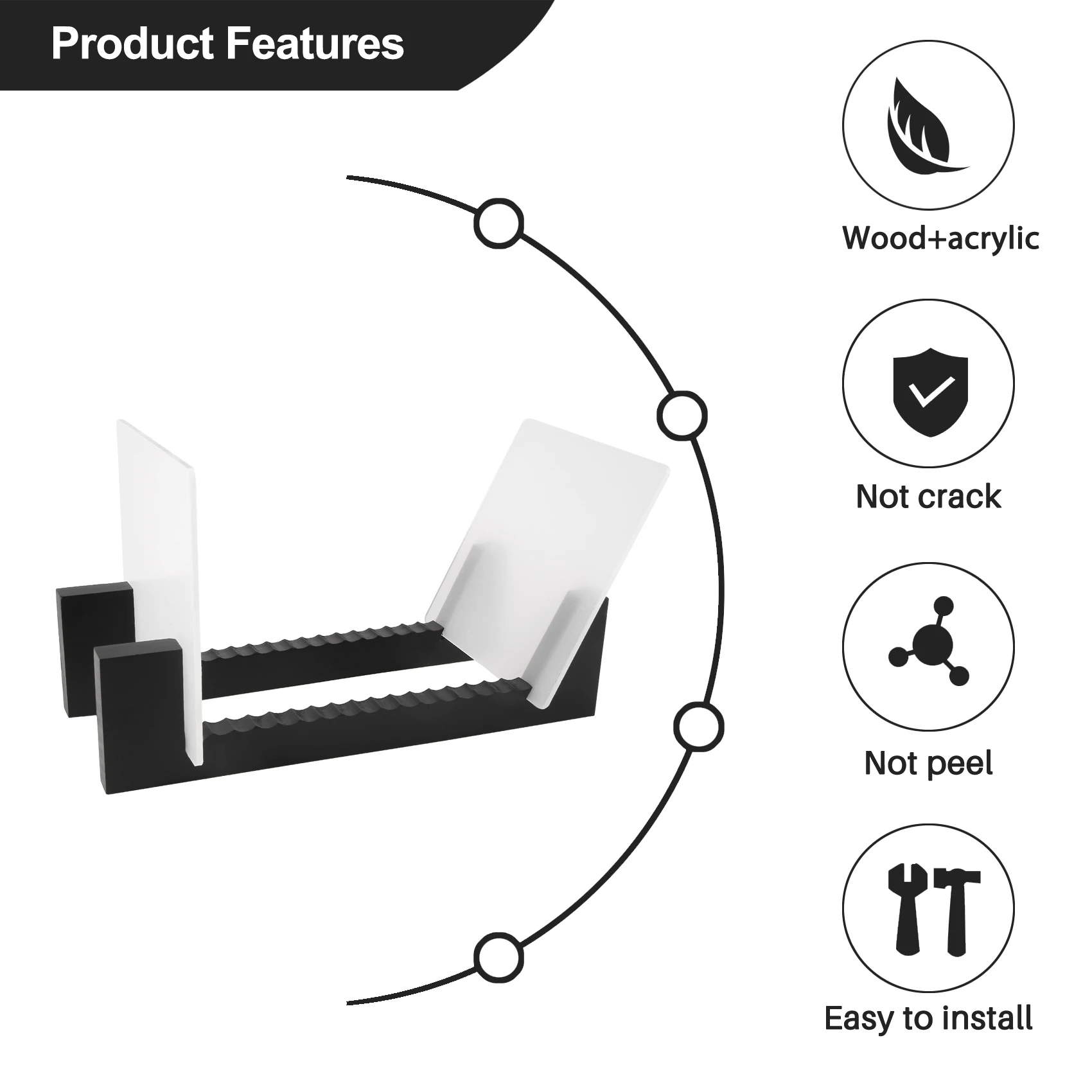 Classy-Vinyl Record Storage -Vinyl LP Record Rack 13.7 Inches Long -Vinyl Record Holders (Black)