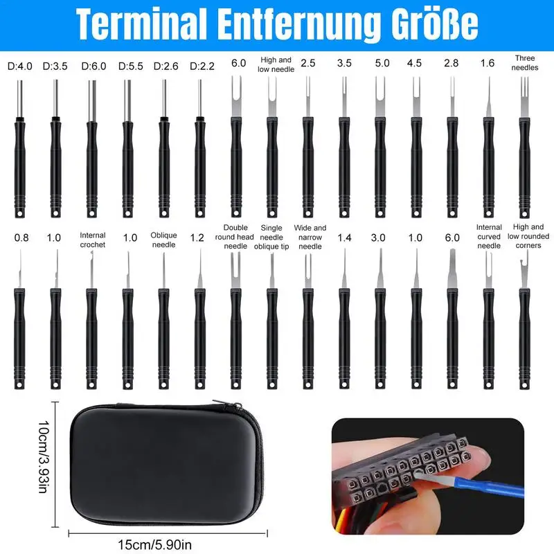 30 Pcs Car Cable Plug Removal Tool Pin Extractor Repair Remover Key Tools With Box Car Auto Cable Plug Remove Pin Puller