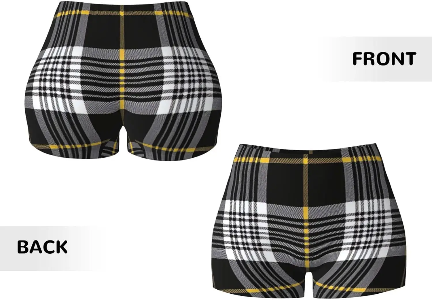 여성용 블랙 체크 운동 반바지, 복부 조절 기능, 여성용 운동 반바지, 신축성 있는 바이커 언더웨어, 압박 여성용