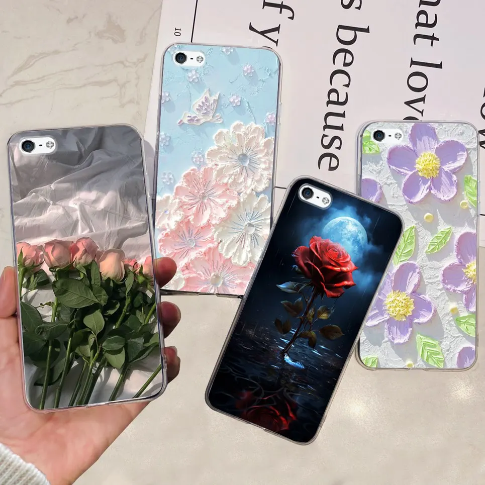 Women Fashion Butterfly Flower Coque Shell For iPhone SE 2016 iPhone 5 5s 6 Plus 6s Plus Back Cover Clear Soft TPU Coques Etui
