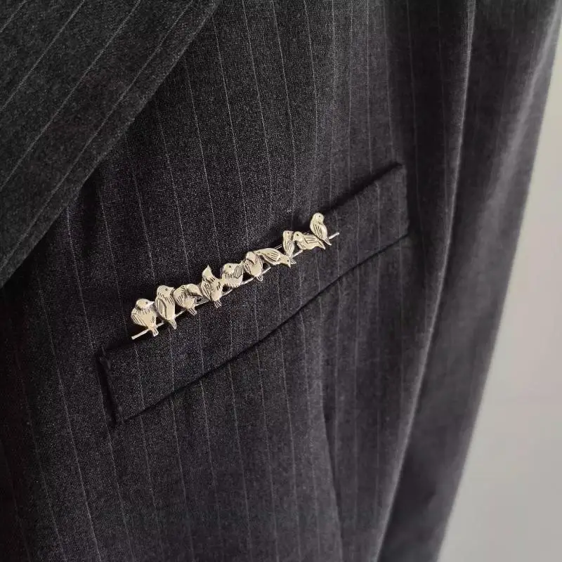 【M】Vintage Birds Brooch Cute Animal Pin Fun Playful Collar Pin Jewelry Multifunctional Suits Jackets Minimalist Brooch Tool