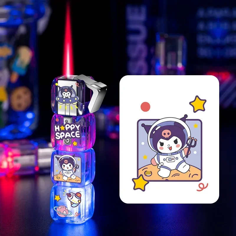 Sanrio Anime Peripheral Kawaii Cartoon Hello Kitty My melody Kuromi Windproof Lighter Creative Dice Cigarette Lighter Wholesale