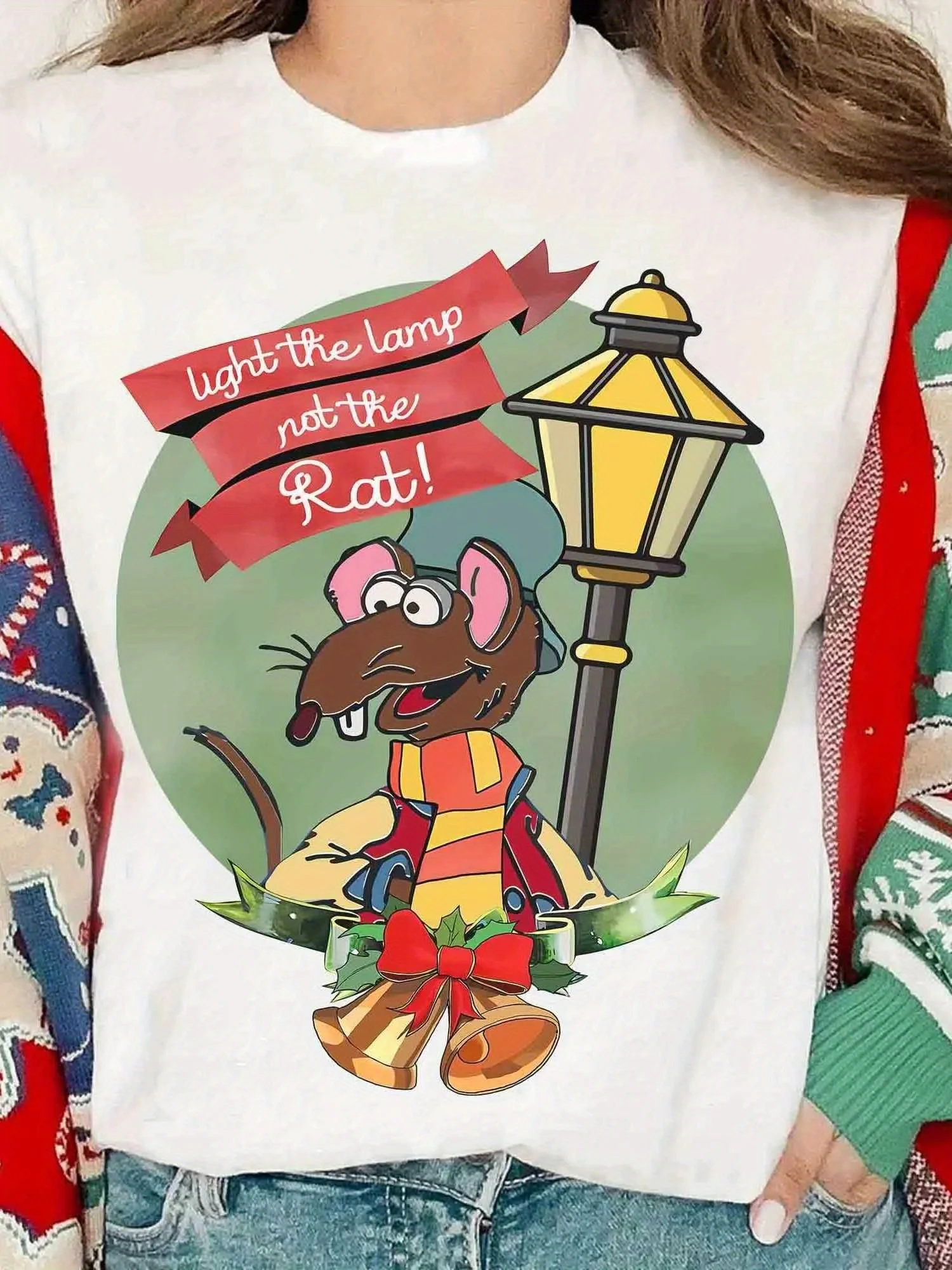 

Disney Mouse Rizzo "Light Up the Light, Not the Mouse" T-shirt - Ragdoll Christmas Carol and Fat Male and Female Elephants