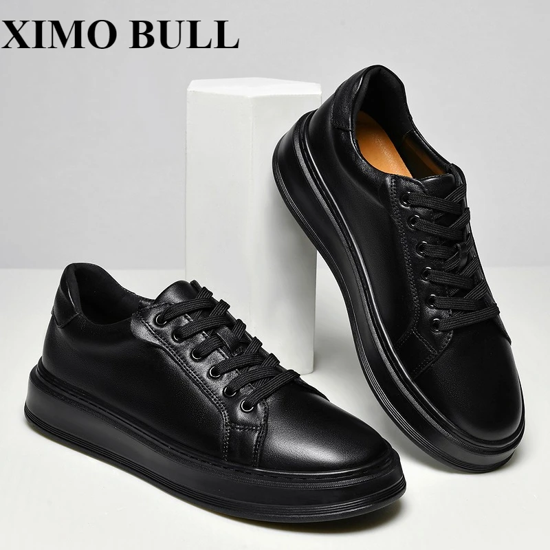 

XIMO BULL Мужская обувь из натуральной кожи, черная повседневная обувь на мягкой подошве, легкая спортивная обувь для прогулок и бега на открытом воздухе