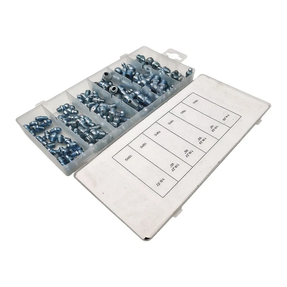 110 Piece Grease Fitting for kit Straight 45 Degree 90 Degree Nipples for SAE 14/28 and 18/27 Thread Compatibility