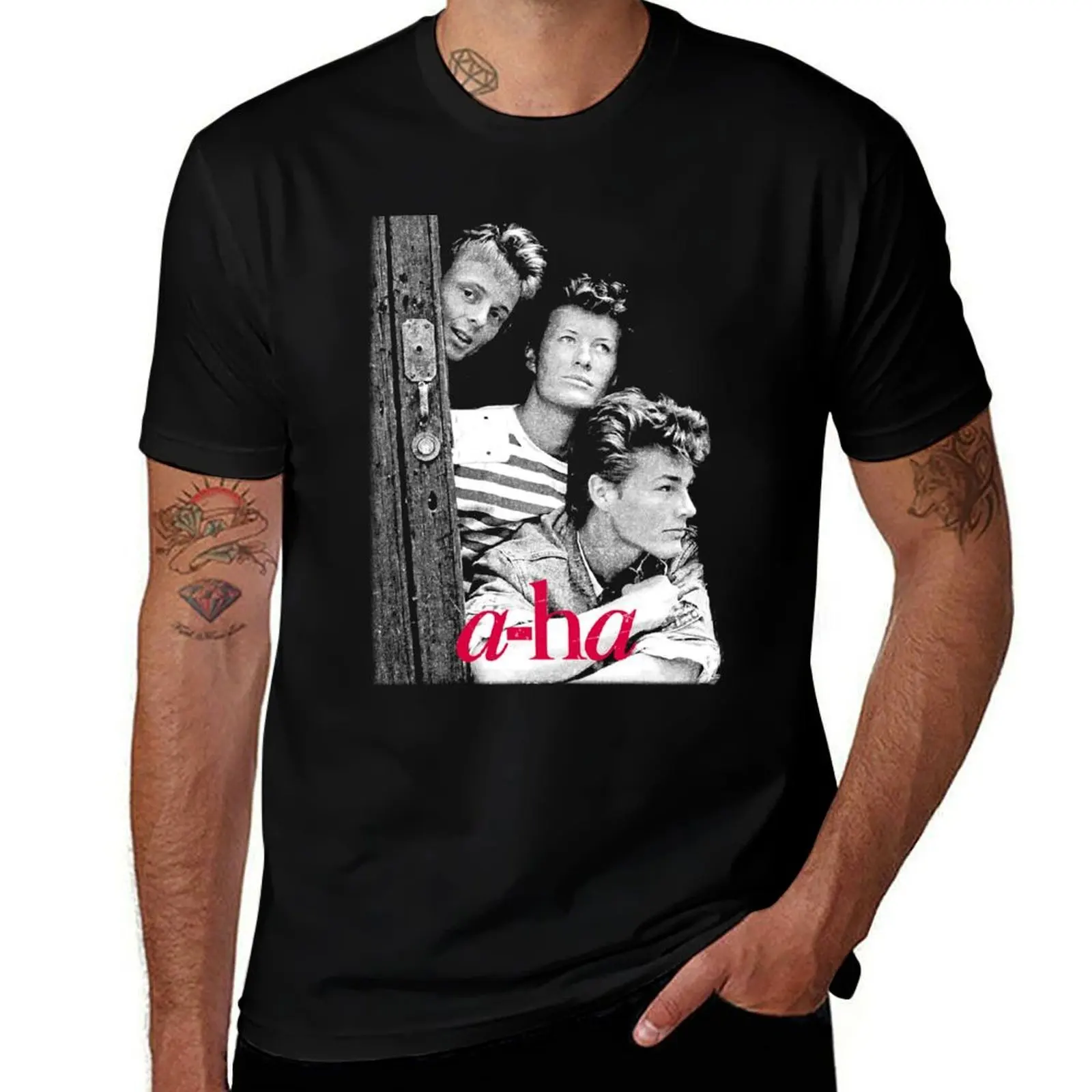 

a-ha band 80s retro classic tshirt design T-Shirt Basic Casual Wear Short Sleeve Top