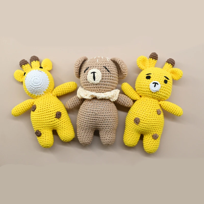 Creative Handmade Crochet Rattle Plush Toy for Babies Adorable Animal Knitted Toy Newborn Grip Development Toy Children's Gift