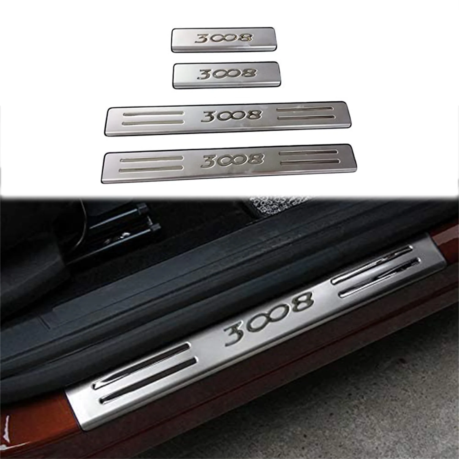 

for Peugeot 3008 II GT 2017-2022 Car Door Sill Protector Steel Entry Guards Threshold Scuff Plate Welcome Pedal Cover 4PCS