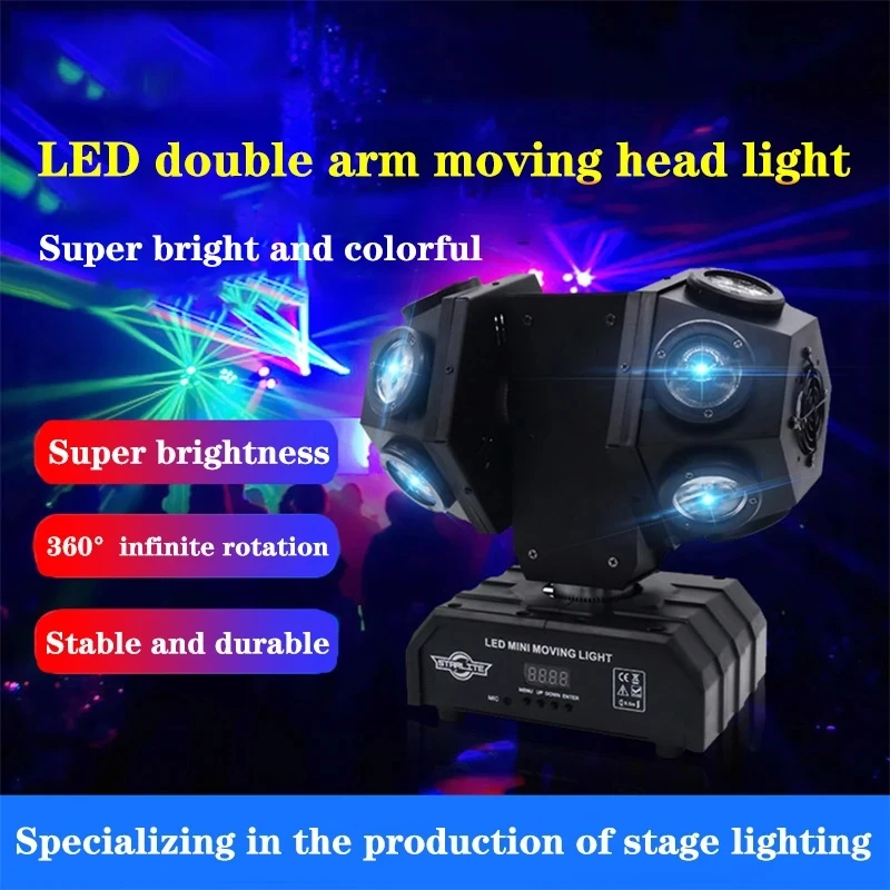 

12*10W 4in1 LED beam laser light RGBW moving head disco DJ 2arm rotating DMX stage lighting nightclub KTV Strobe audience lights