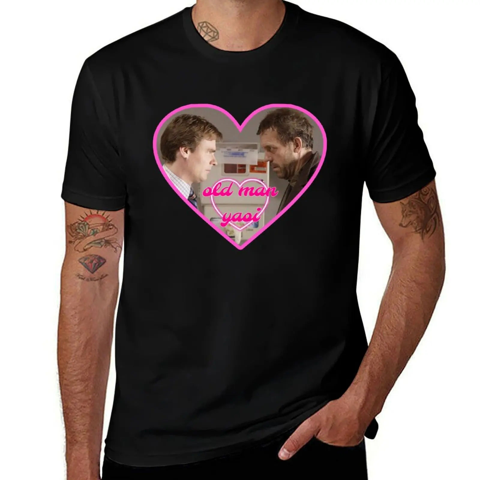 

House and Wilson Old man yaoi heart T-Shirt man t shirts for men black cotton t-shirt plain for man package T-Shirt