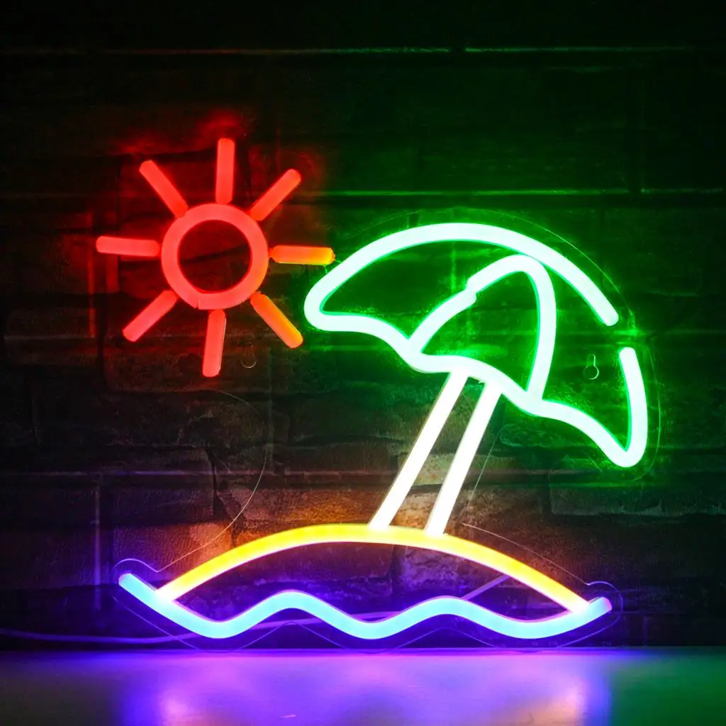 

Beach Sun Neon Sign Led Lights Acrylic Party Supplies Cute Art Lighting Children Bar Club Wall Decor Design Unique LED Lights