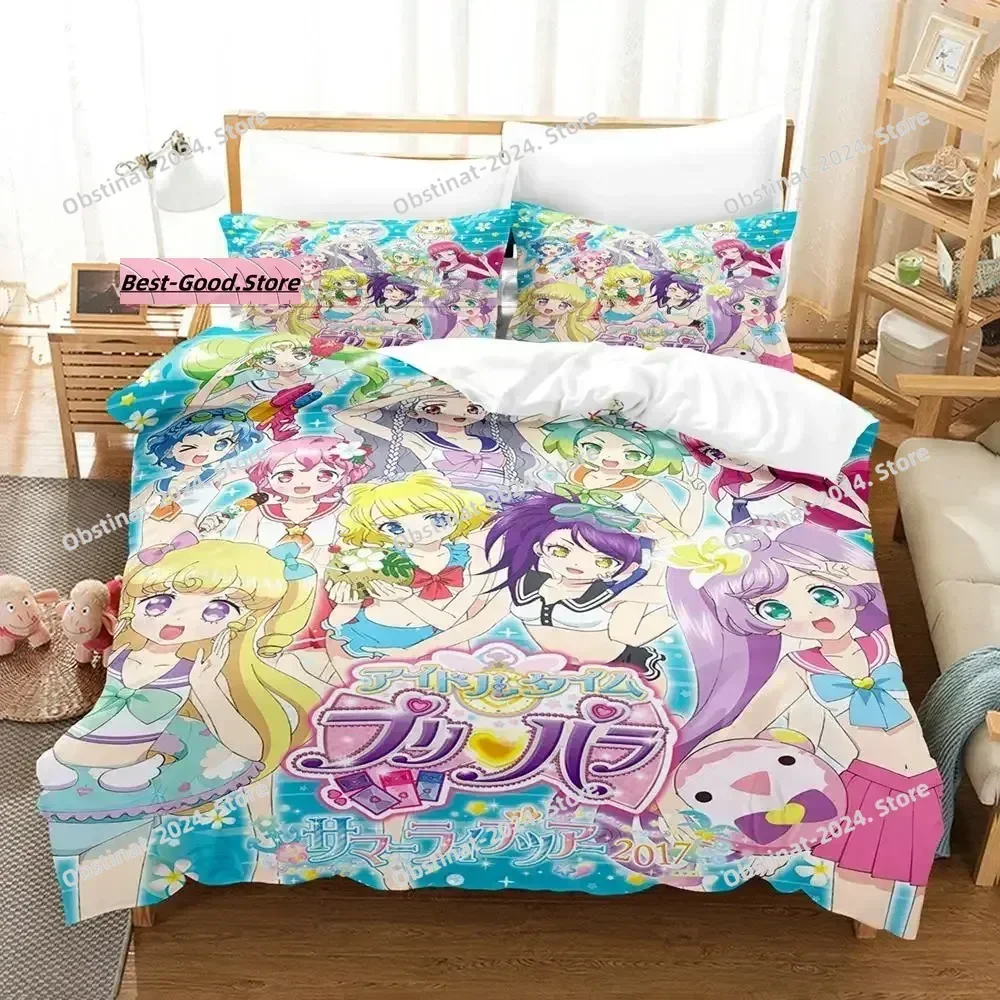 Kawaii Idol Time Pripara 3D Printed Comforter Bedding Set,Duvet Cover Bed Set Quilt Cover Pillowcase,King Queen Size Bedding Set