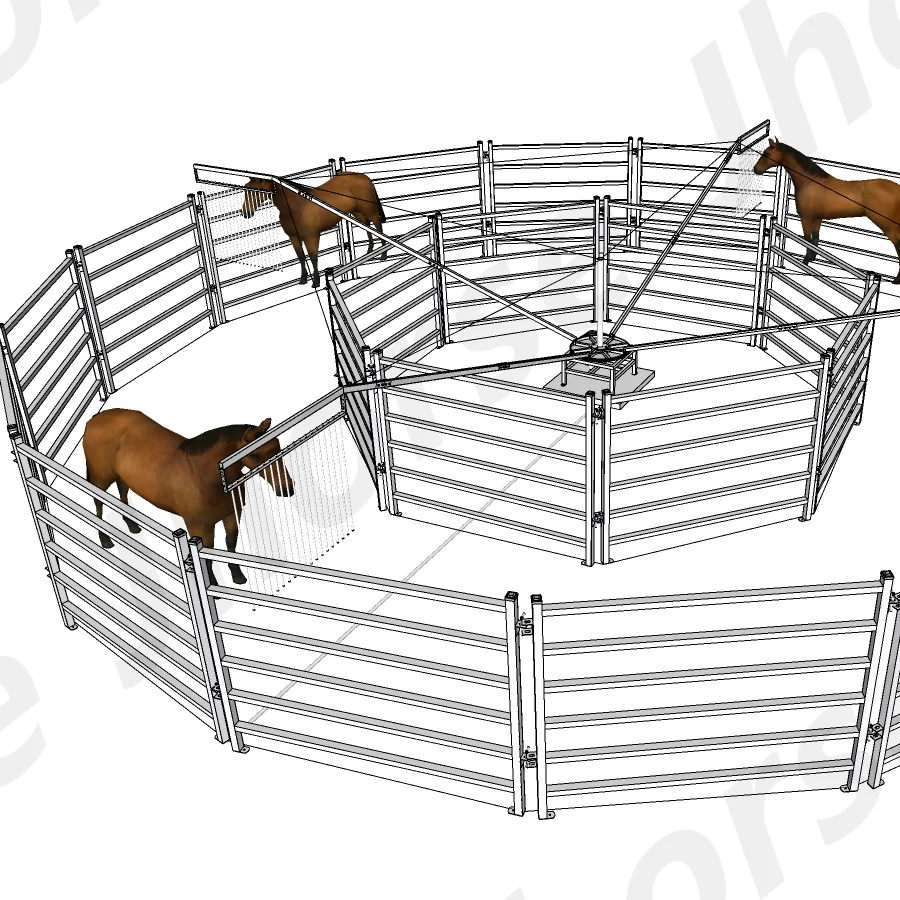Simple and Affordable Horse Walker with or Without Roof 4 to 10 Horses Exerciser Simple Operation Horse Training Equipment