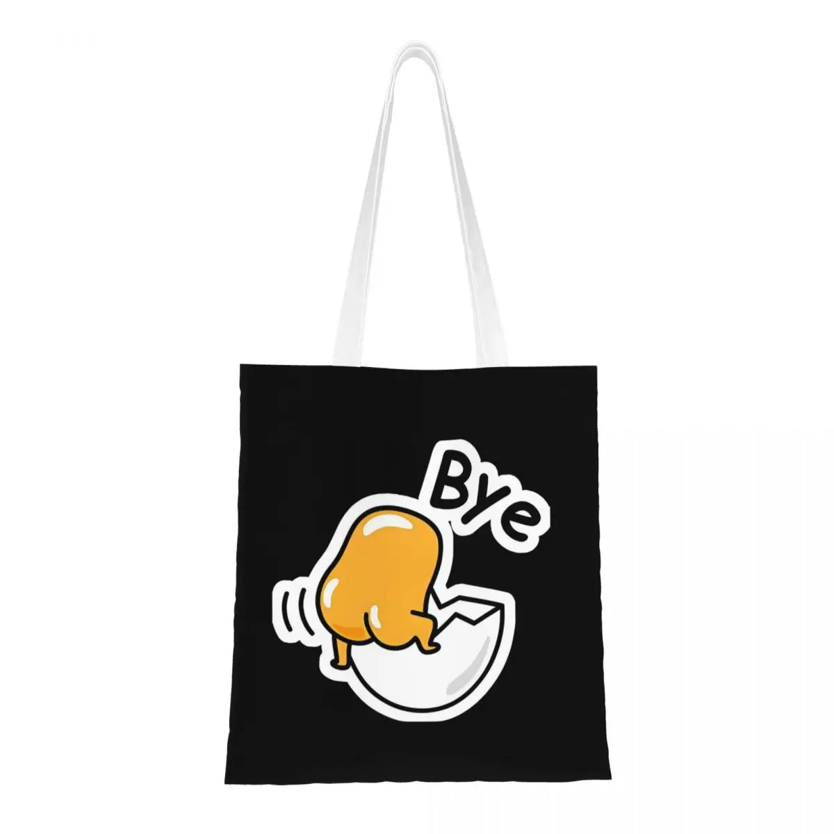 Gudetama The Lazy Egg Bye Canvas Tote Bag Fashion Large Capacity Grocery Bag for Women Shopping Bags