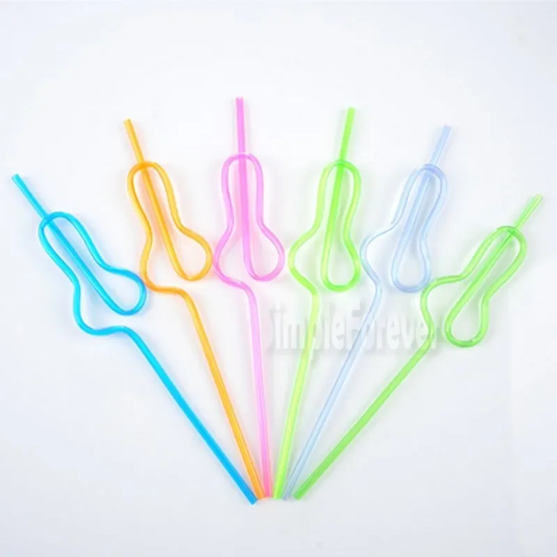 1000pcs Plastic Distorted Gourd Shaped Drink Straw Bar Party Decoration Art Drinking Straws Candy Color Reusable