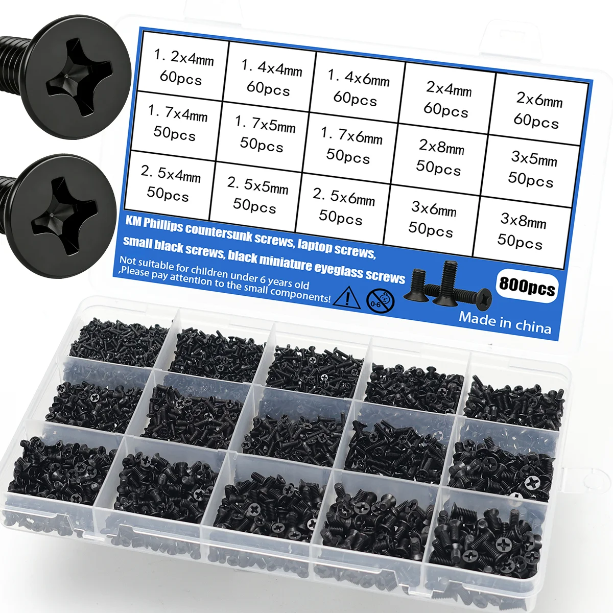800pcs Small Computer Screws, PC and Laptop SSD Hard Drive CPU Heatsink Screws, Miniature Eyeglass Screws, Electronic Screw Sets