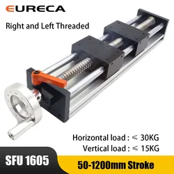 Right and Left Threaded SFU1605 Ball Screw Linear Guide Motion Rail Slide CNC Manual Linear Shaft Actuator Module Table Stroke