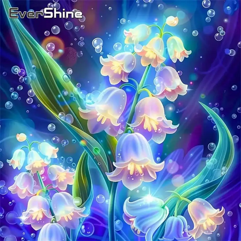 Evershine Diamant-Stickerei Maiglöckchen Gemälde Blumenmuster für Erwachsene Anfänger DIY Mosaik Bastelset Wanddekoration