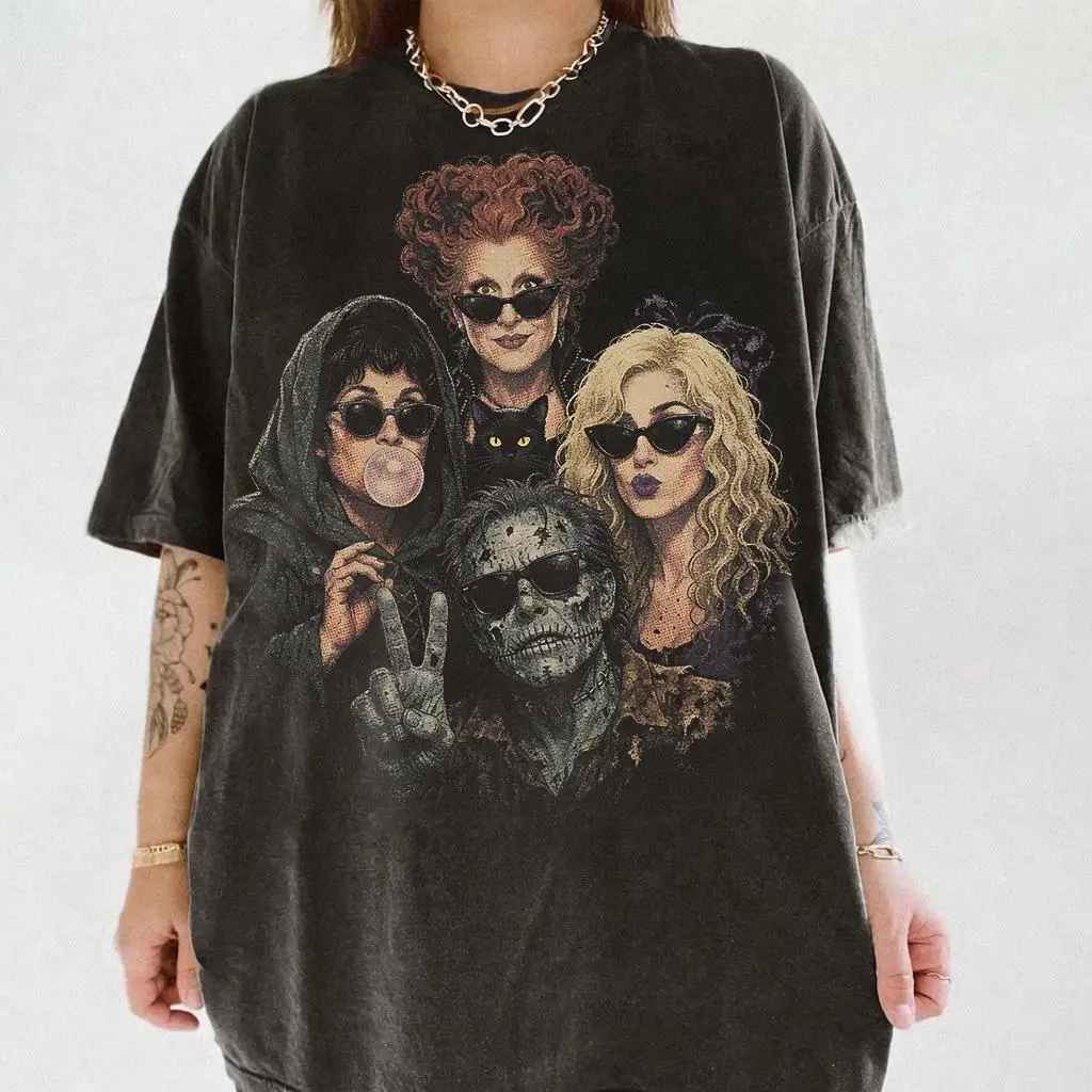 Vintage Halloween Hocus Pocus Portrait Comfort Color Shirt Sanderson Sisters Witch Halloween Billy Butcherson T-shirt