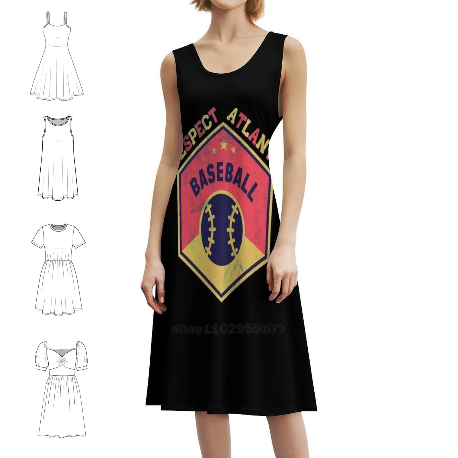 

Поважайте Атланта Бейсбол Атланта Платье с вырезом в форме сердца Элегантное летнее праздничное платье для женщин Поважайте уважение Атланта Атланта