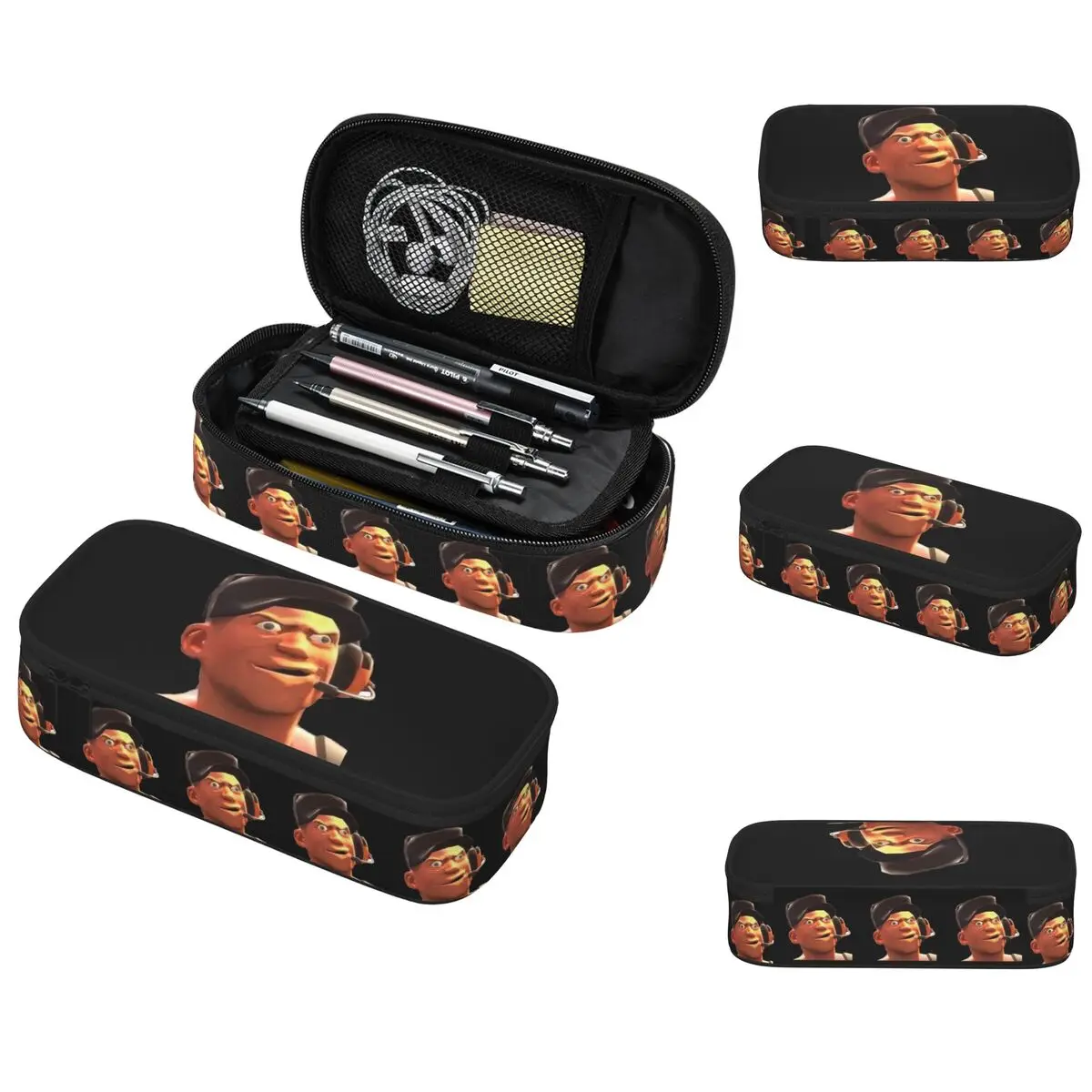 Team Fortress 2 TF2 Scout Gmod Face Funny Meme Pencil Case for Boys Girls Pen Box Pencil Bag Stationery Supplies Pen Holder Bag